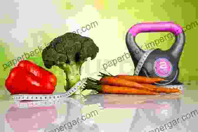 A Vibrant Image Of Fresh Fruits, Vegetables, And Exercise Equipment Symbolizing Healthy Aging Anti Aging Diet Lifestyle: A Balanced Diet Lifestyle