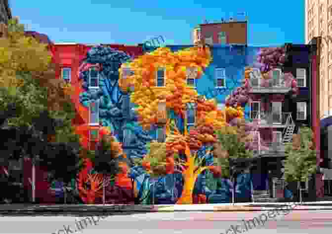 A Vibrant Mural Featuring The Skyline Of Atlanta With Bold Colors And Intricate Details ATLANTA MURAL PAINTING PERFORMANCE : FORWARD WARRIOR: MURALS IN THE ATL