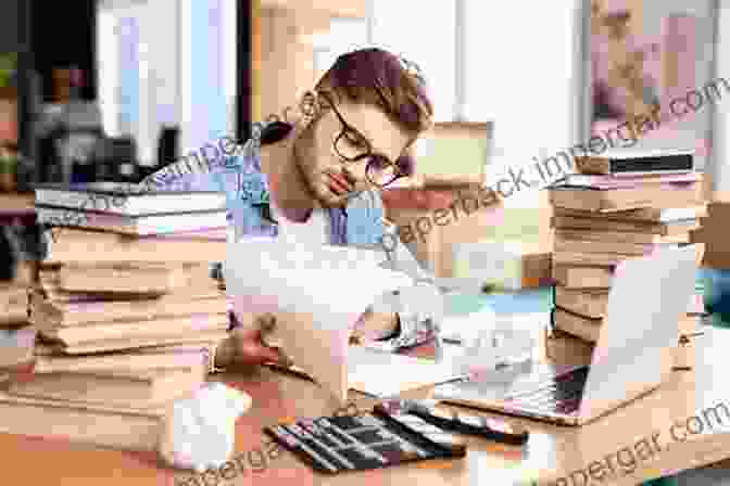 An Image Of A Writer Working At A Desk, Surrounded By Books And Notes, Engaged In The Writing Process. The Writer S Guidebook To Facial Descriptions And Body Language