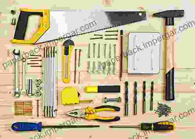 Assortment Of Carpentry Tools And Materials CARPENTRY FOR COMPLETE BEGINNERS: INTRODUCTORY GUIDE TO CAPENTRY STEP SKILLS DESIGNS PROJECTS TECHNIQUES TOOLS